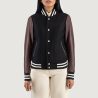 Savant Maroon & Black Hybrid Varsity Jacket by Dash Racegear - women Jacket view 4