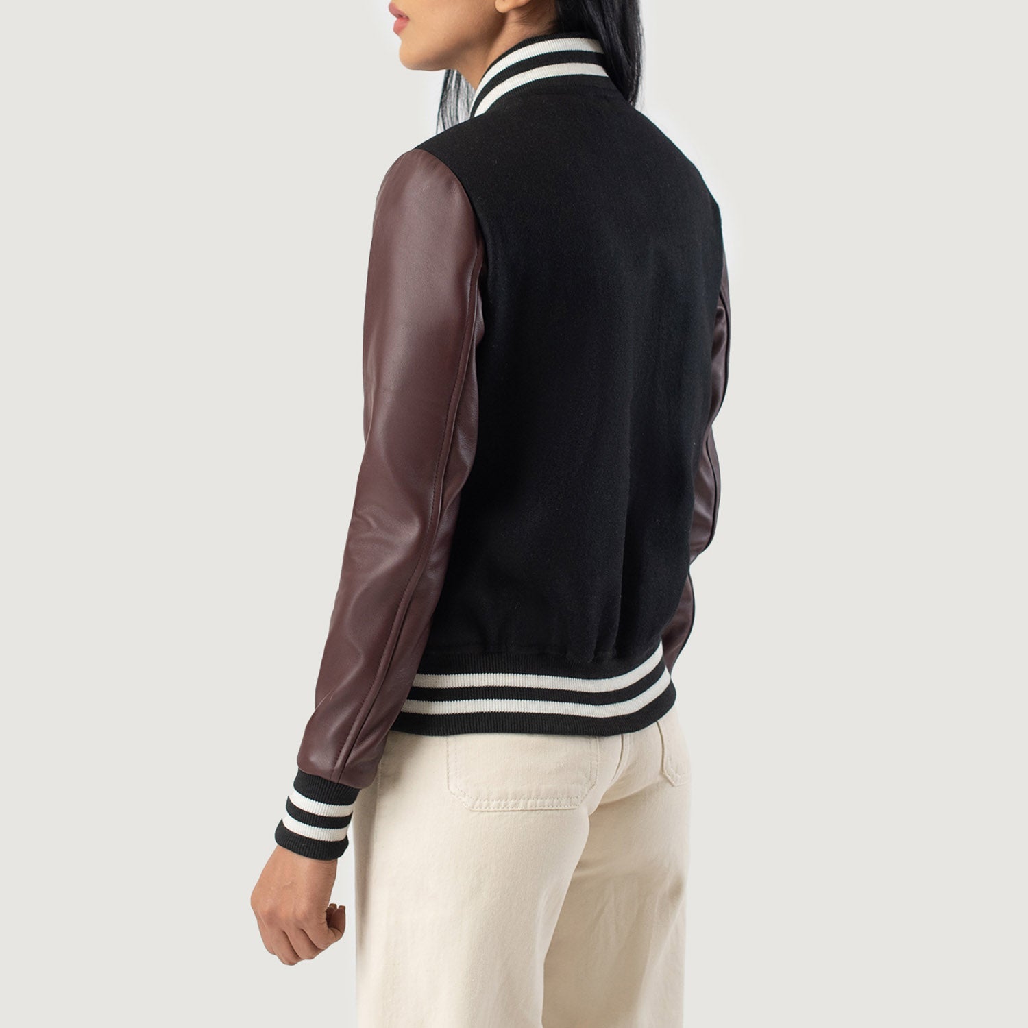 Savant Maroon & Black Hybrid Varsity Jacket by Dash Racegear - women Jacket view 5