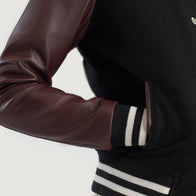Savant Maroon & Black Hybrid Varsity Jacket by Dash Racegear - women Jacket view 6