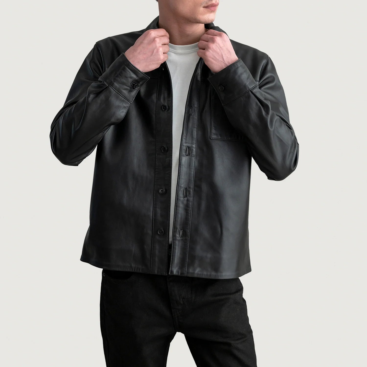 Scout Black Leather Shirt by Dash Racegear - men Jacket view 1