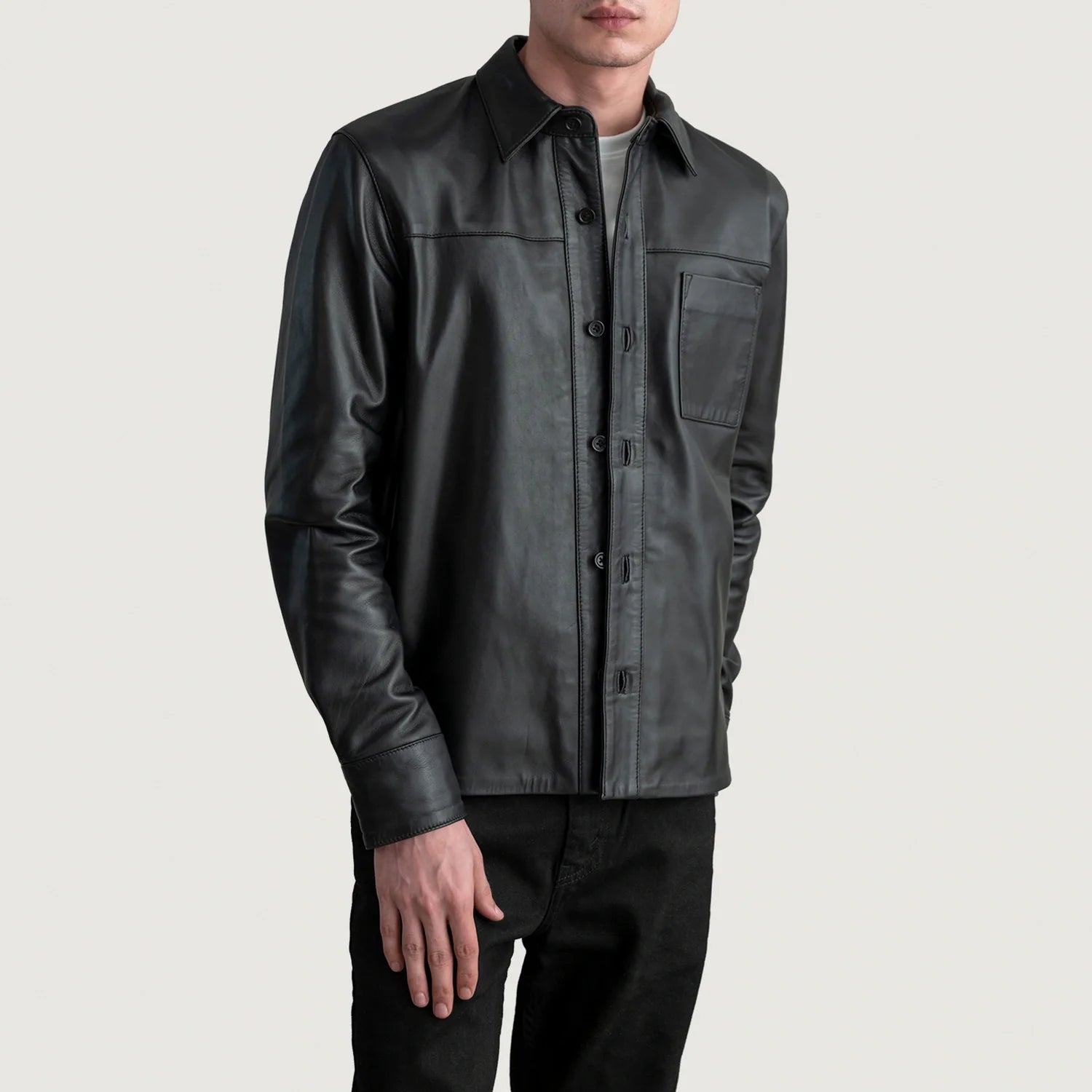 Scout Black Leather Shirt by Dash Racegear - men Jacket view 2