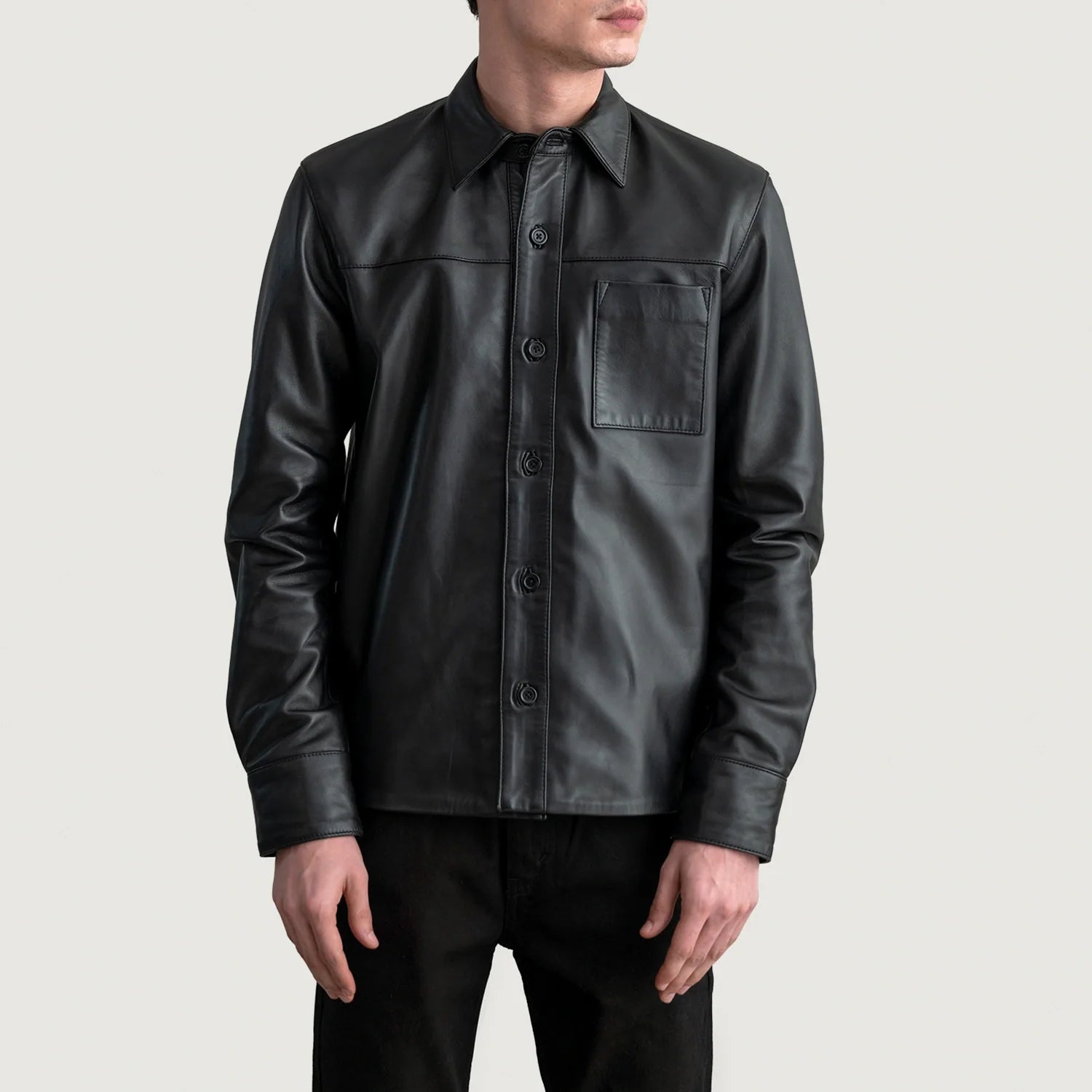Scout Black Leather Shirt by Dash Racegear - men Jacket view 3