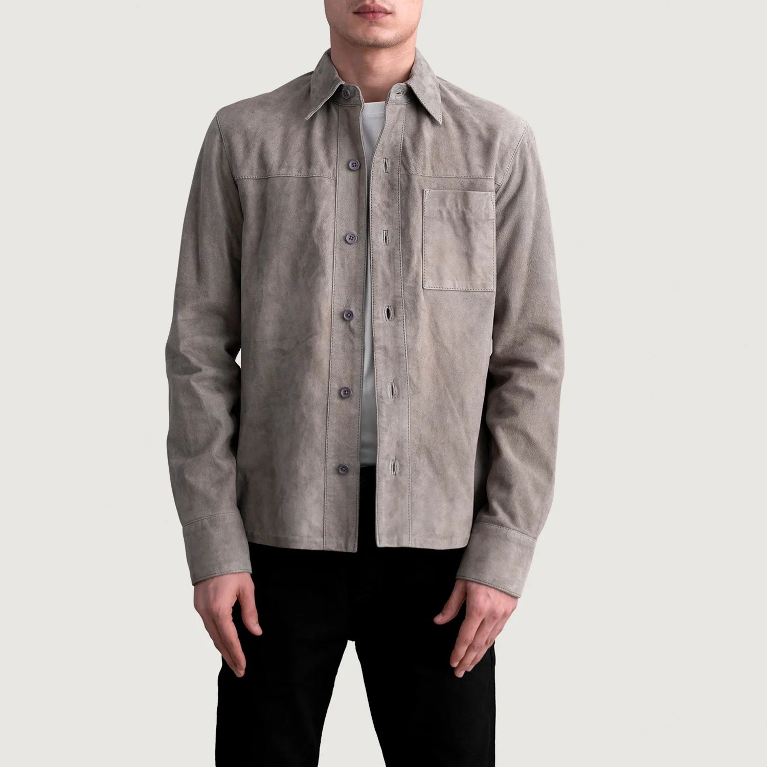 Scout Grey Suede Leather Shirt by Dash Racegear - men Jacket view 1