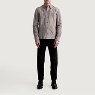 Scout Grey Suede Leather Shirt by Dash Racegear - men Jacket view 4