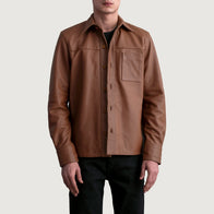 Scout Matte Brown Leather Shirt by Dash Racegear - men Jacket view 1