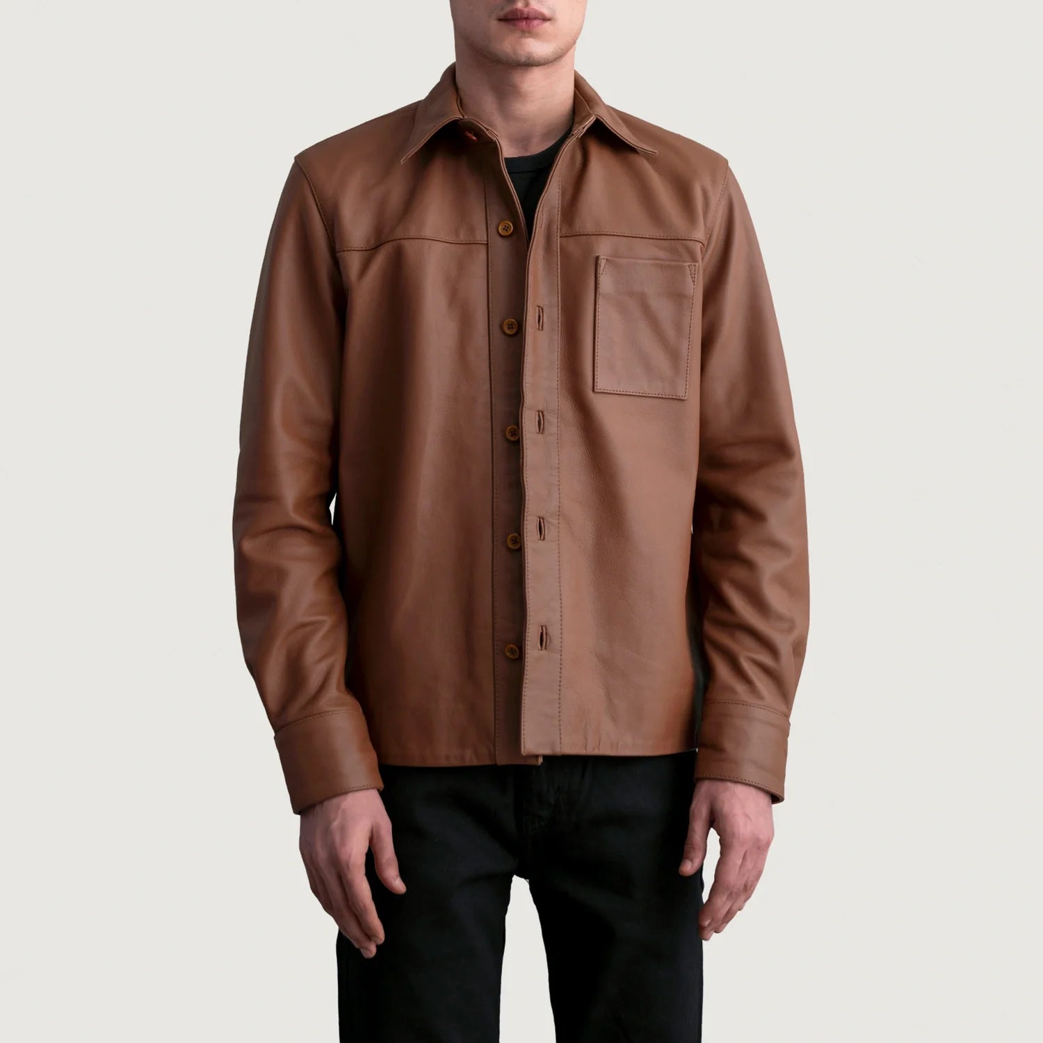 Scout Matte Brown Leather Shirt by Dash Racegear - men Jacket view 1