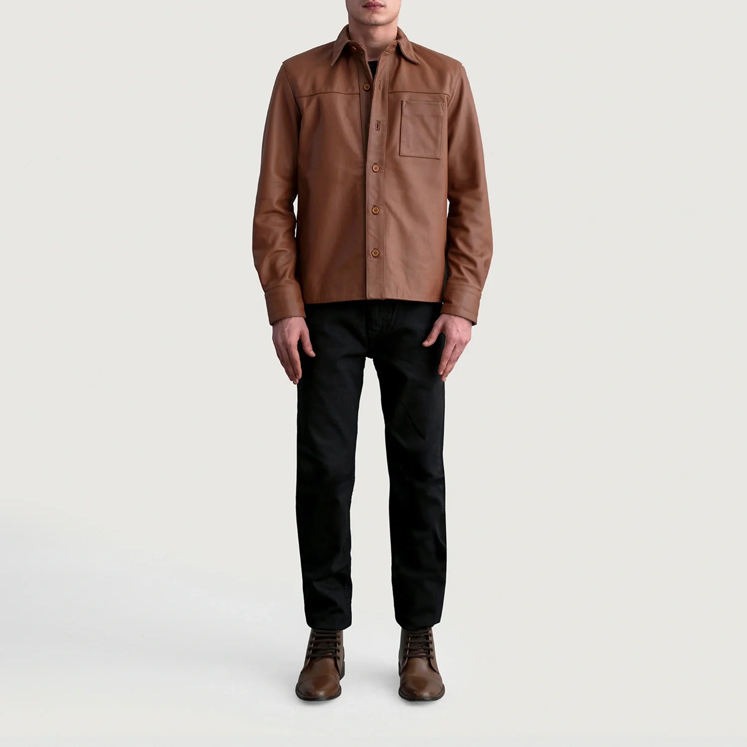 Scout Matte Brown Leather Shirt by Dash Racegear - men Jacket view 4
