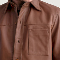 Scout Matte Brown Leather Shirt by Dash Racegear - men Jacket view 5