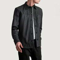 Scout Tumbled Black Leather Shirt by Dash Racegear - men Jacket view 1