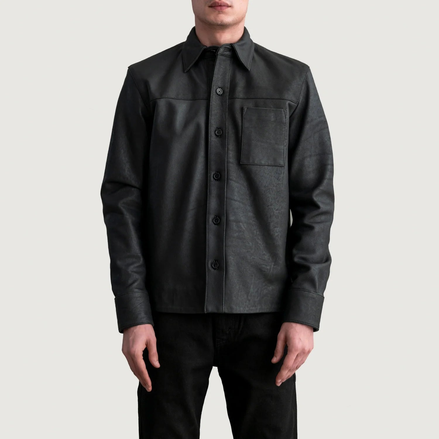 Scout Tumbled Black Leather Shirt by Dash Racegear - men Jacket view 3