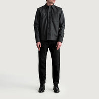 Scout Tumbled Black Leather Shirt by Dash Racegear - men Jacket view 4