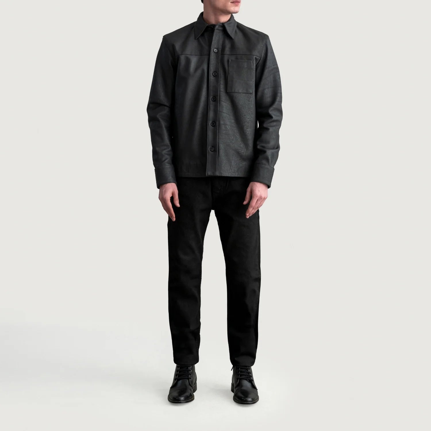 Scout Tumbled Black Leather Shirt by Dash Racegear - men Jacket view 4
