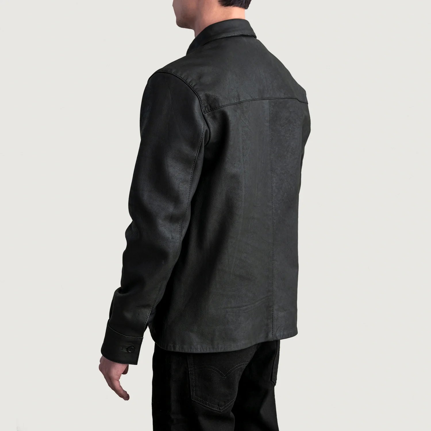 Scout Tumbled Black Leather Shirt by Dash Racegear - men Jacket view 6