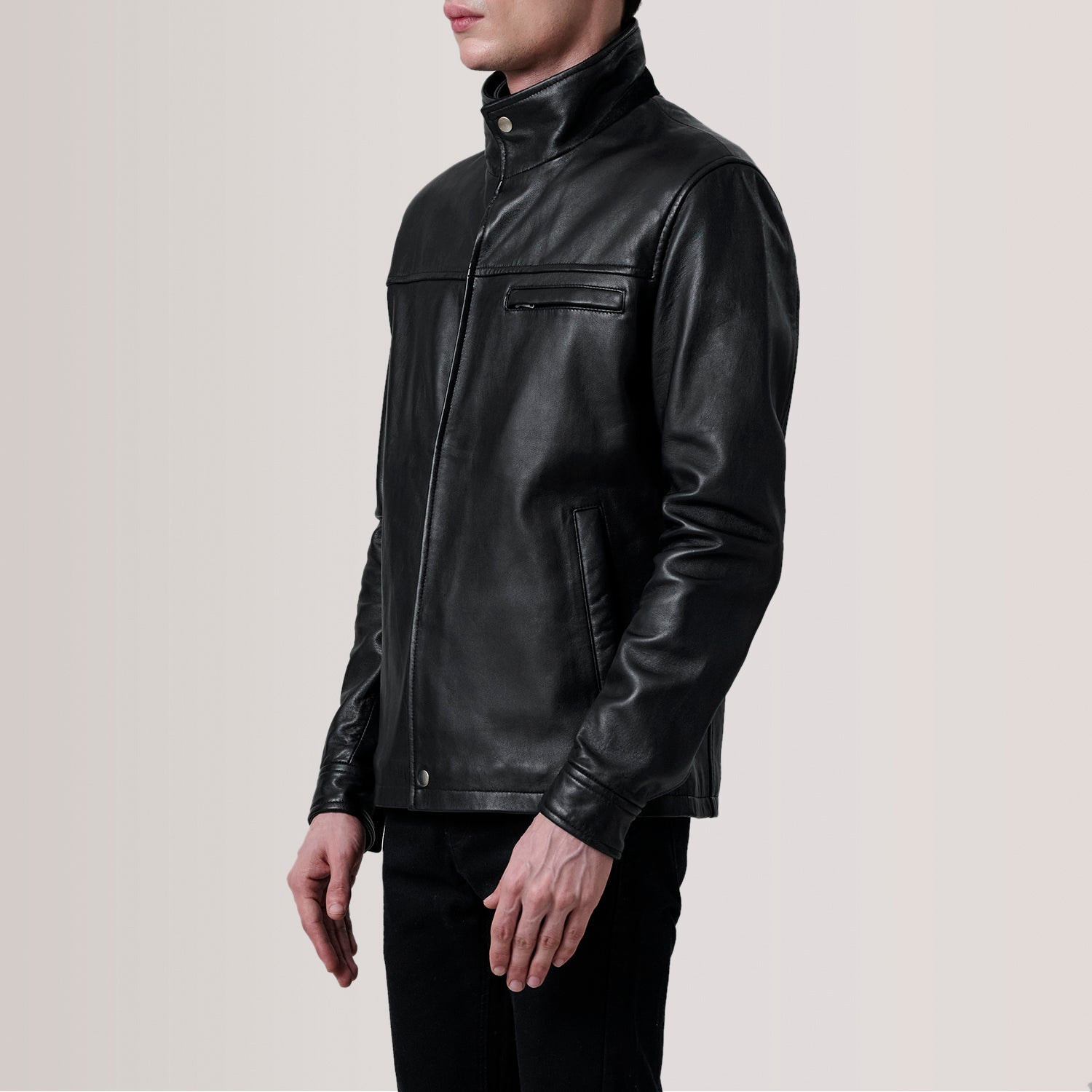 Sean Black Leather Classic Jacket by Dash Racegear - men Jacket view 3