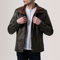 Sean Brown Leather Classic Jacket by Dash Racegear - men Jacket view 1