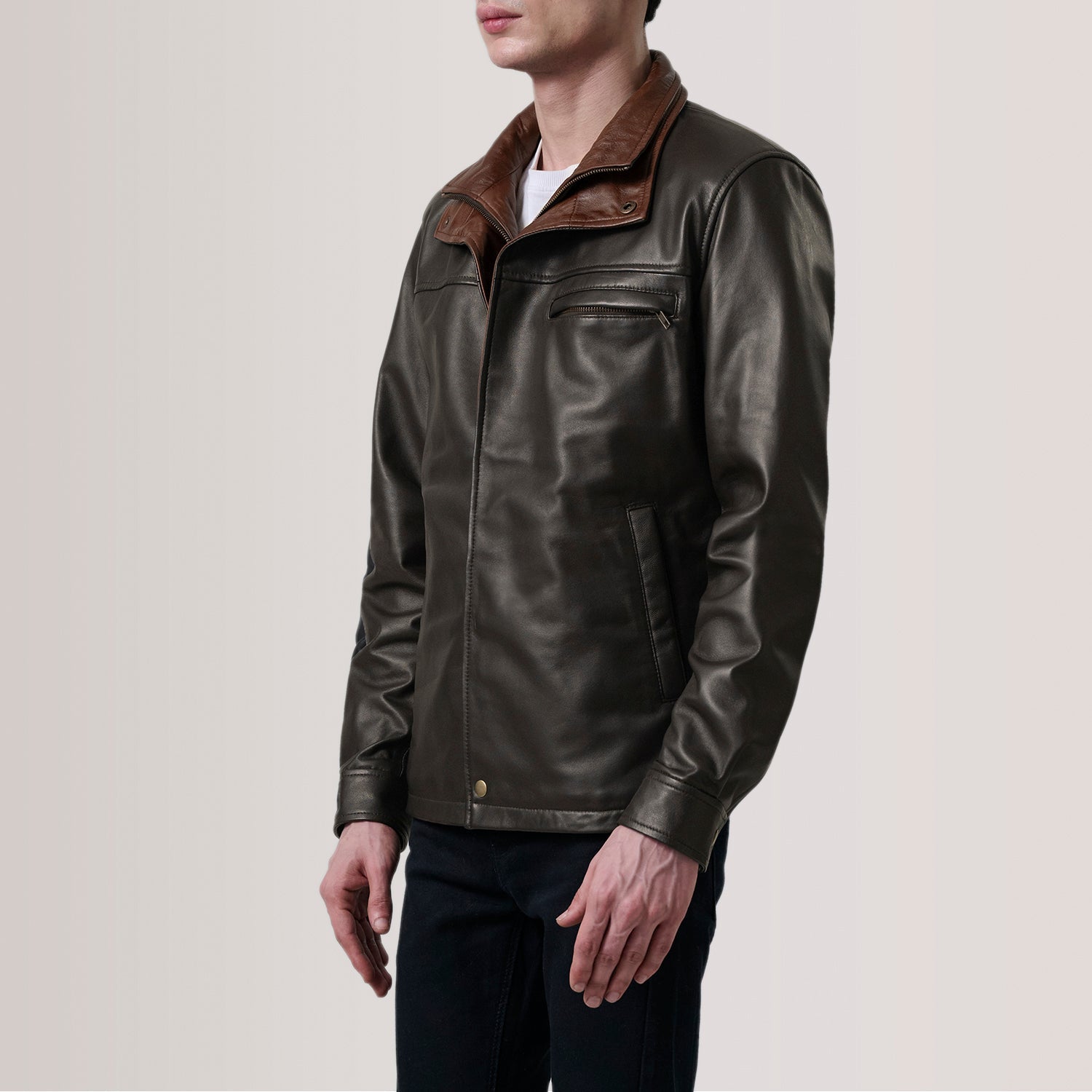 Sean Brown Leather Classic Jacket by Dash Racegear - men Jacket view 3