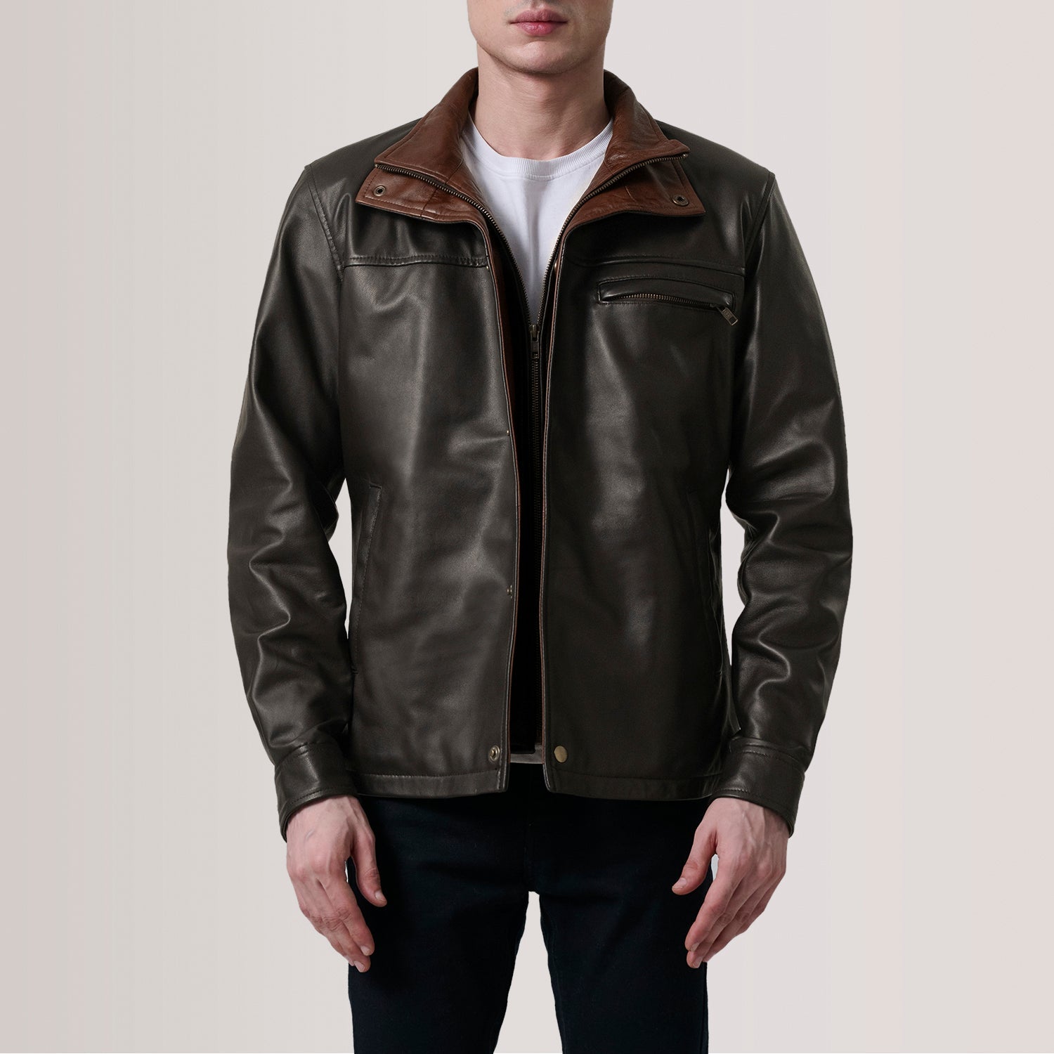 Sean Brown Leather Classic Jacket by Dash Racegear - men Jacket view 5