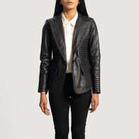 Selina Black Leather Blazer by Dash Racegear - women Jacket view 1
