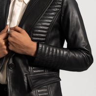 Selina Black Leather Blazer by Dash Racegear - women Jacket view 3