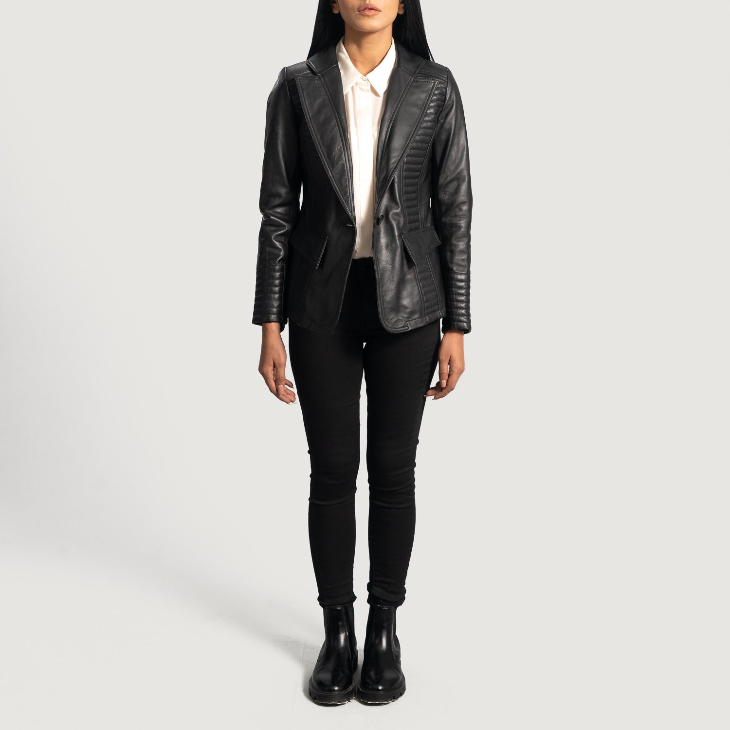 Selina Black Leather Blazer by Dash Racegear - women Jacket view 4