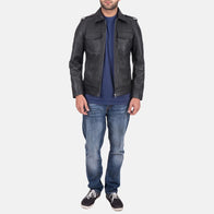 Sergeant Black Leather Jacket by Dash Racegear - men Jacket view 4