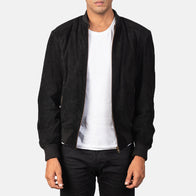 Shane Black Suede Bomber Jacket by Dash Racegear - men Jacket view 1
