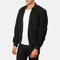 Shane Black Suede Bomber Jacket by Dash Racegear - men Jacket view 2