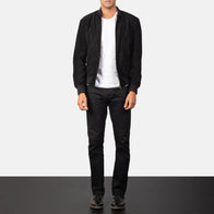 Shane Black Suede Bomber Jacket by Dash Racegear - men Jacket view 3