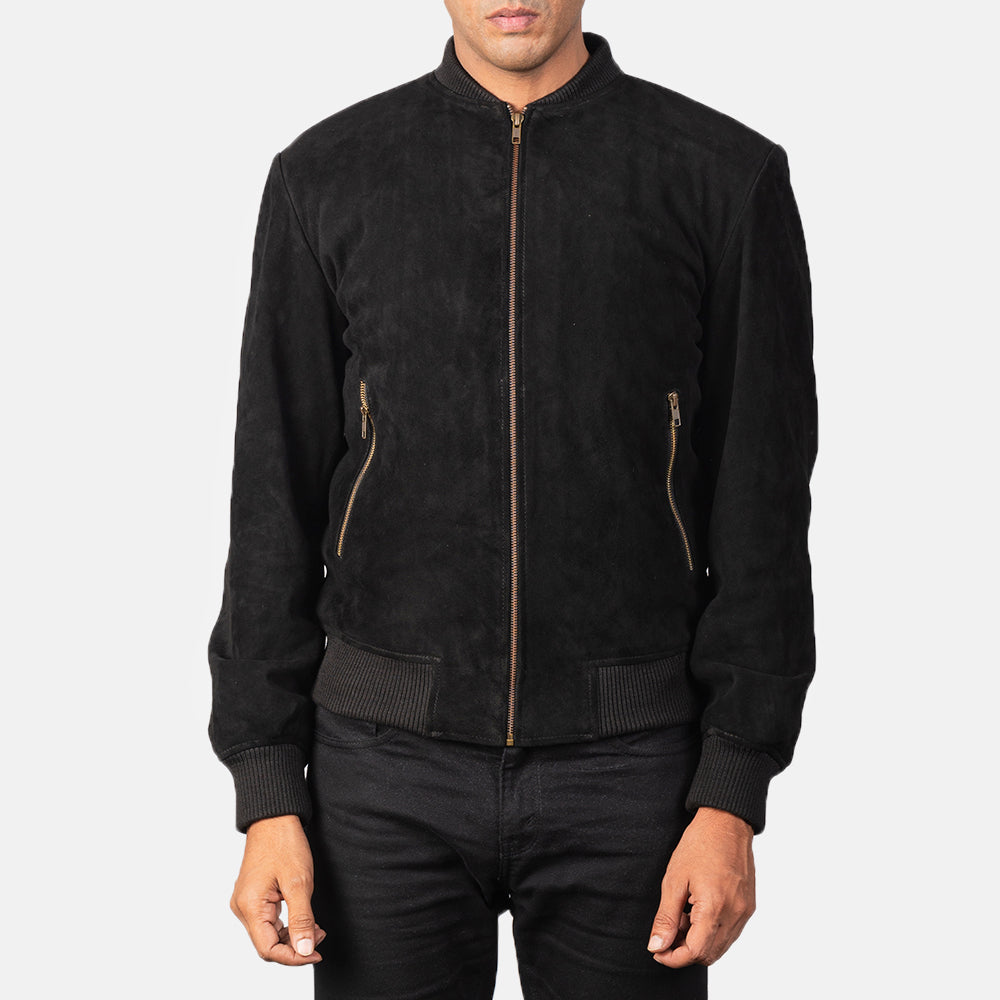 Shane Black Suede Bomber Jacket by Dash Racegear - men Jacket view 4
