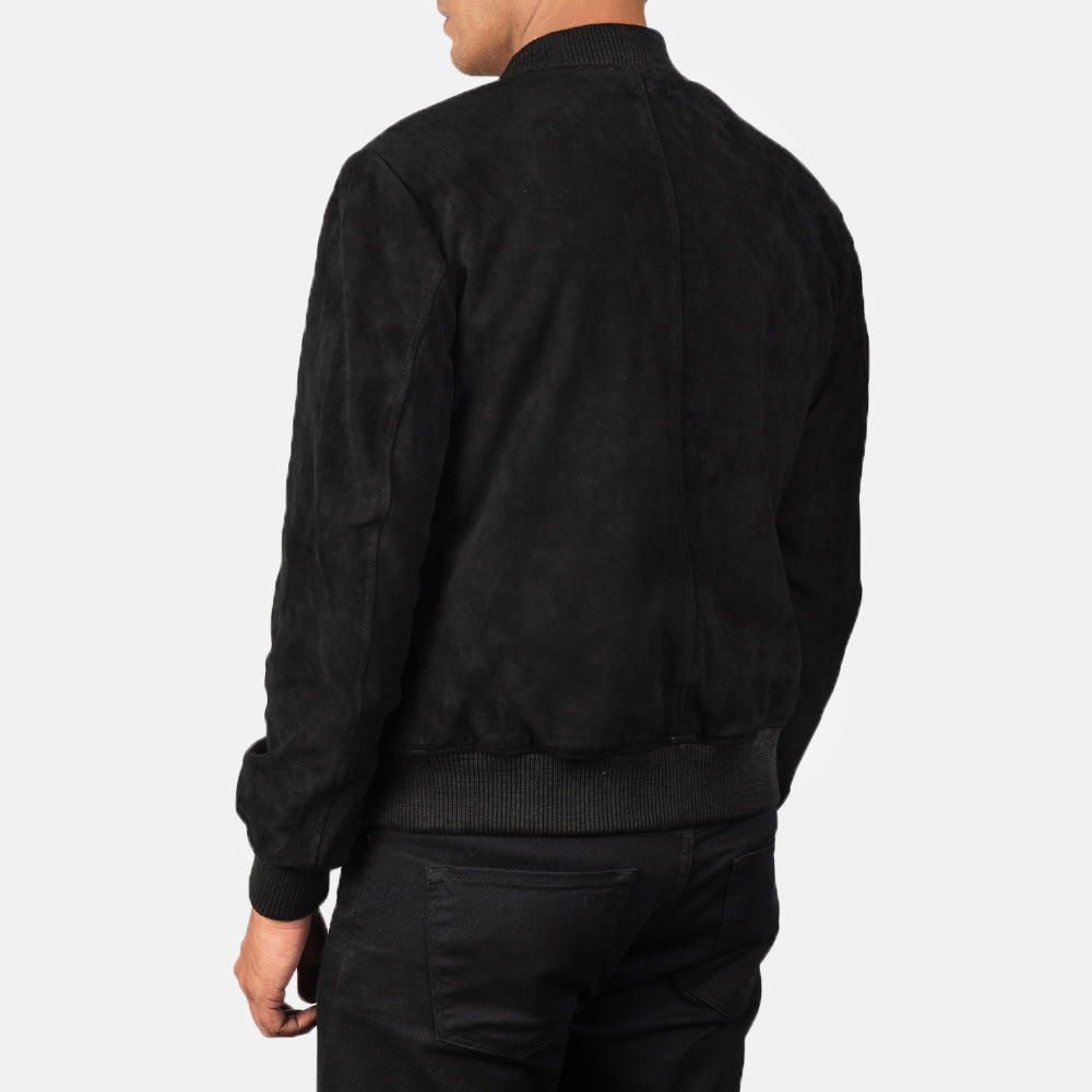 Shane Black Suede Bomber Jacket by Dash Racegear - men Jacket view 5