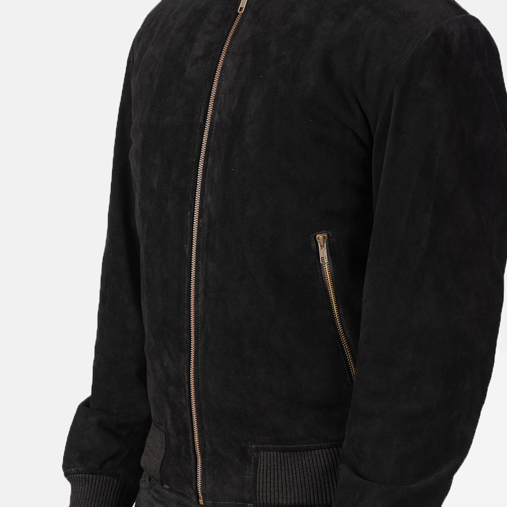 Shane Black Suede Bomber Jacket by Dash Racegear - men Jacket view 6