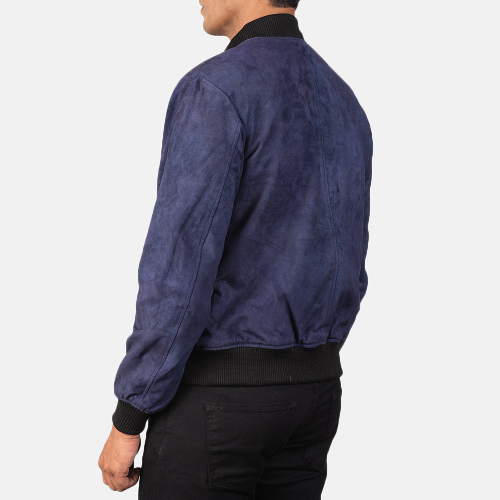 Shane Blue Suede Bomber Jacket by Dash Racegear - men Jacket view 5