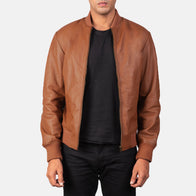 Shane Brown Leather Bomber Jacket by Dash Racegear - men Jacket view 1