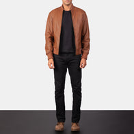 Shane Brown Leather Bomber Jacket by Dash Racegear - men Jacket view 3