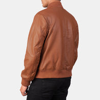 Shane Brown Leather Bomber Jacket by Dash Racegear - men Jacket view 5