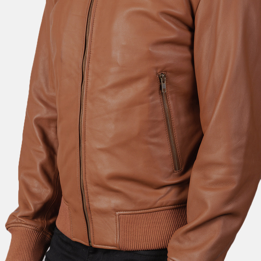 Shane Brown Leather Bomber Jacket by Dash Racegear - men Jacket view 6