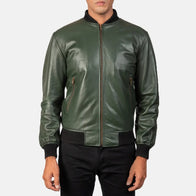 Shane Green Leather Bomber Jacket by Dash Racegear - men Jacket view 3