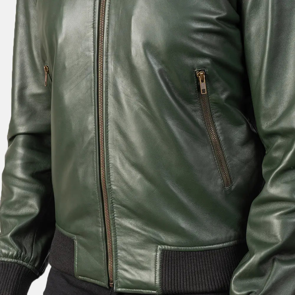 Shane Green Leather Bomber Jacket by Dash Racegear - men Jacket view 6
