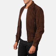 Shane Mocha Suede Bomber Jacket by Dash Racegear - men Jacket view 2