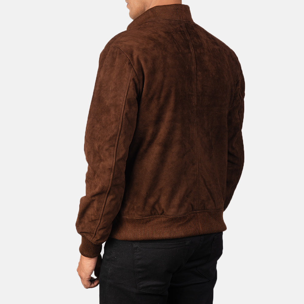 Shane Mocha Suede Bomber Jacket by Dash Racegear - men Jacket view 5