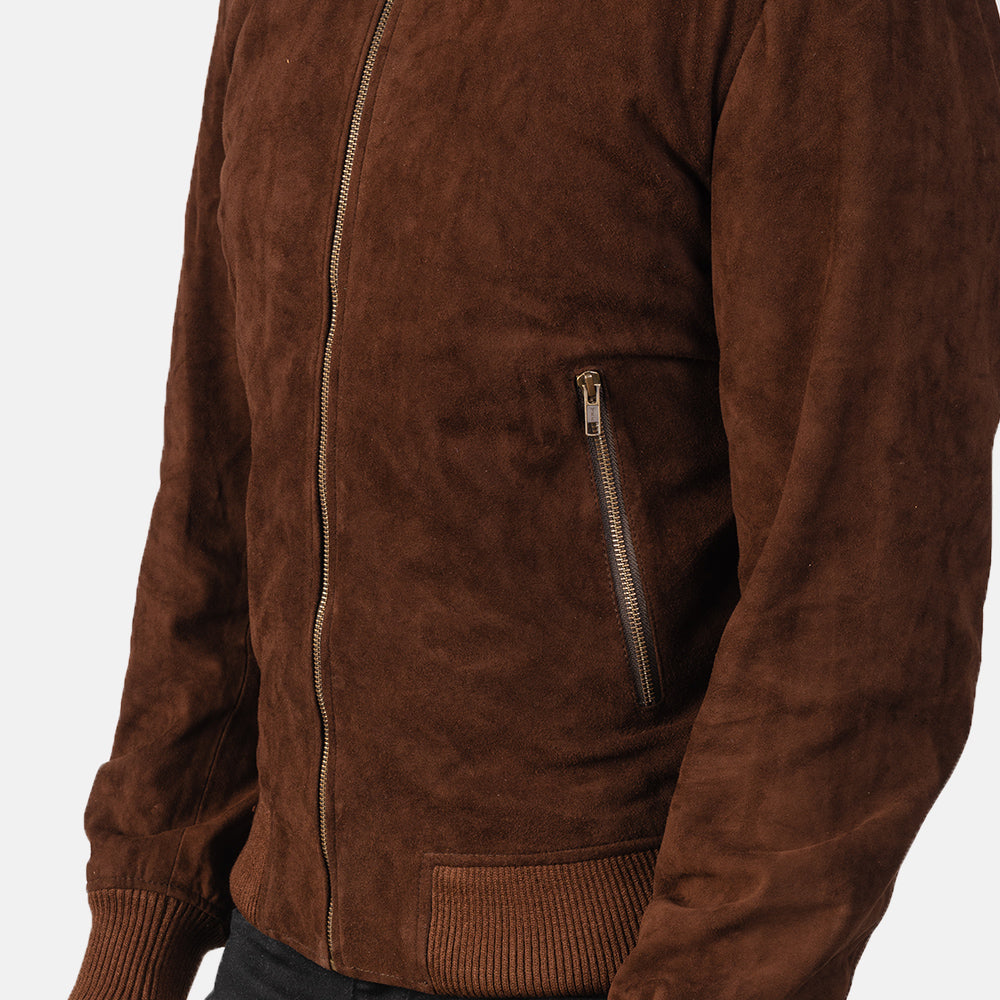 Shane Mocha Suede Bomber Jacket by Dash Racegear - men Jacket view 6