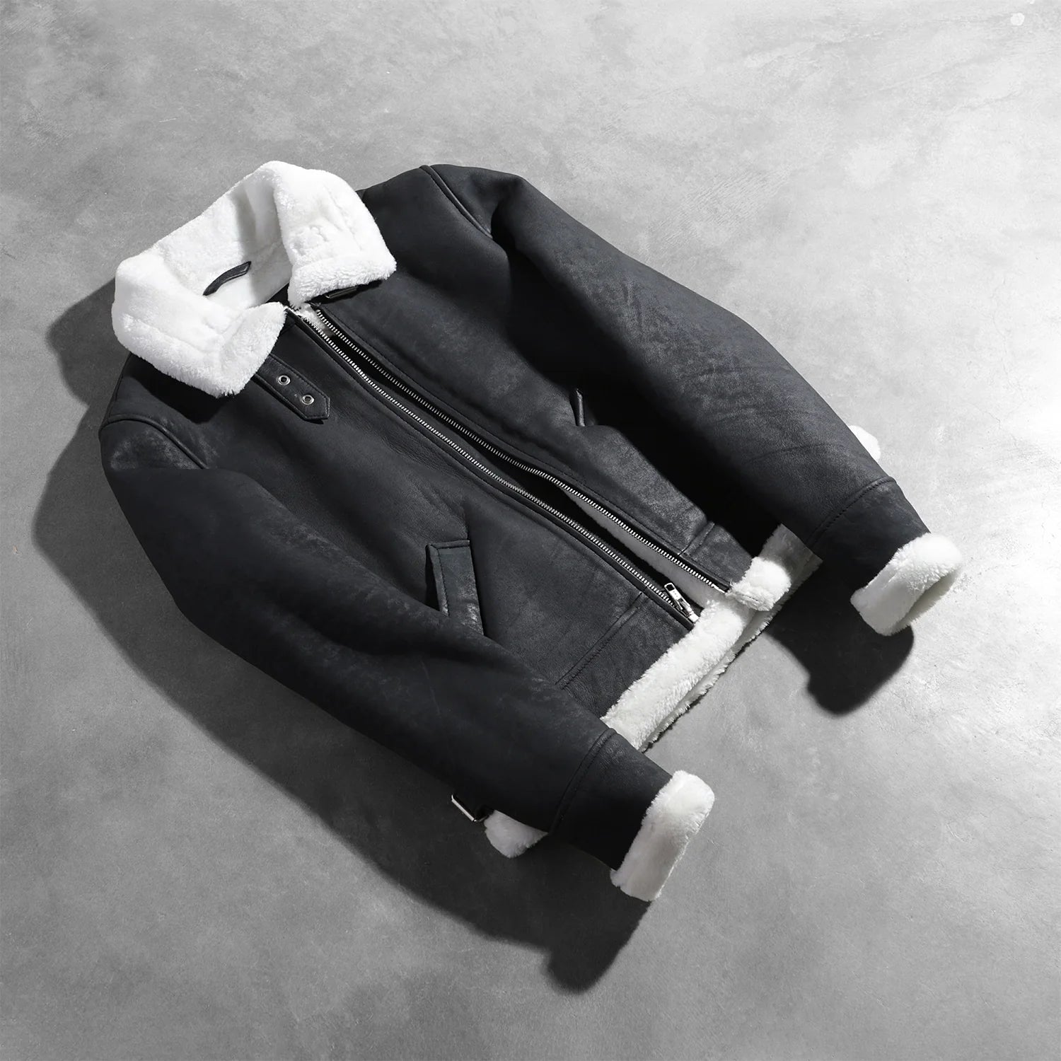 Sherilyn B-3 Black & White Leather Bomber Jacket by Dash Racegear - women Jacket view 7