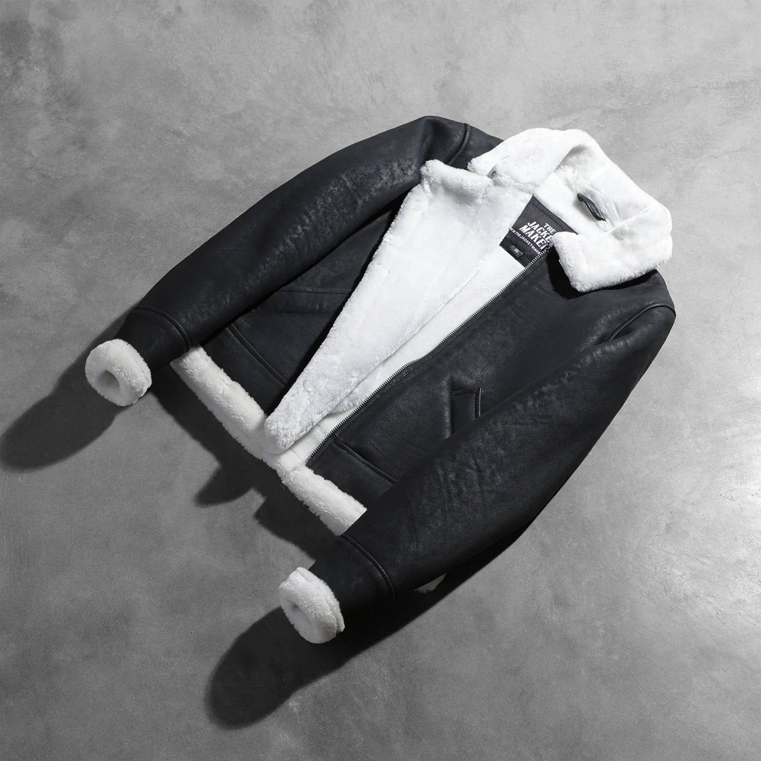 Sherilyn B-3 Black & White Leather Bomber Jacket by Dash Racegear - women Jacket view 8