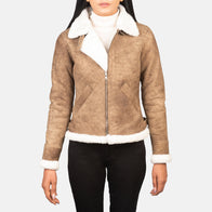 Sherilyn B-3 Distressed Brown Leather Bomber Jacket by Dash Racegear - women Jacket view 1