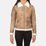 Sherilyn B-3 Distressed Brown Leather Bomber Jacket by Dash Racegear - women Jacket view 4