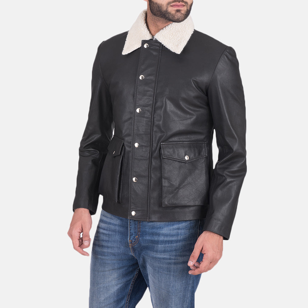Snow Cole Black Leather Jacket by Dash Racegear - men Jacket view 1