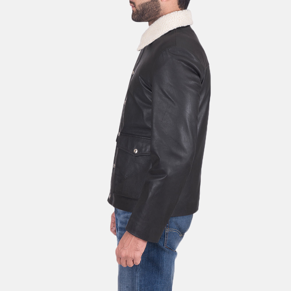 Snow Cole Black Leather Jacket by Dash Racegear - men Jacket view 2
