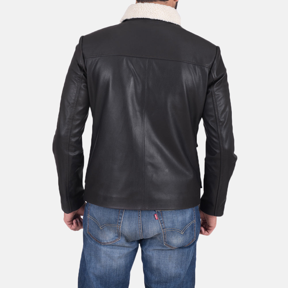 Snow Cole Black Leather Jacket by Dash Racegear - men Jacket view 3
