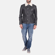 Snow Cole Black Leather Jacket by Dash Racegear - men Jacket view 4