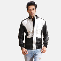 Spade Silver Black Leather Bomber Jacket by Dash Racegear - men Jacket view 1